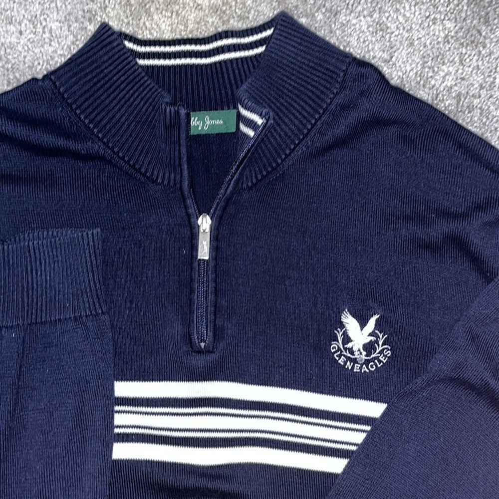 Blue Bobby Jones men’s T neck 1/4 Gleneagles Golf Club sweater sweatshirt XXL